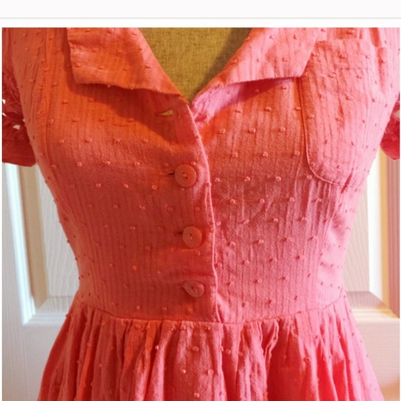 Anthro Maeve Tiny Windows Coral Dress - Picture 6 of 8